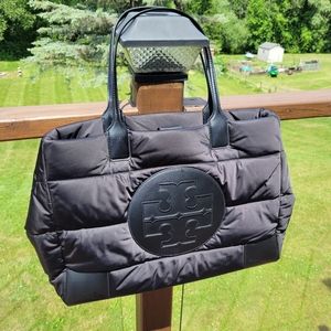 Tory Burch Ella tote, black puffer, large size